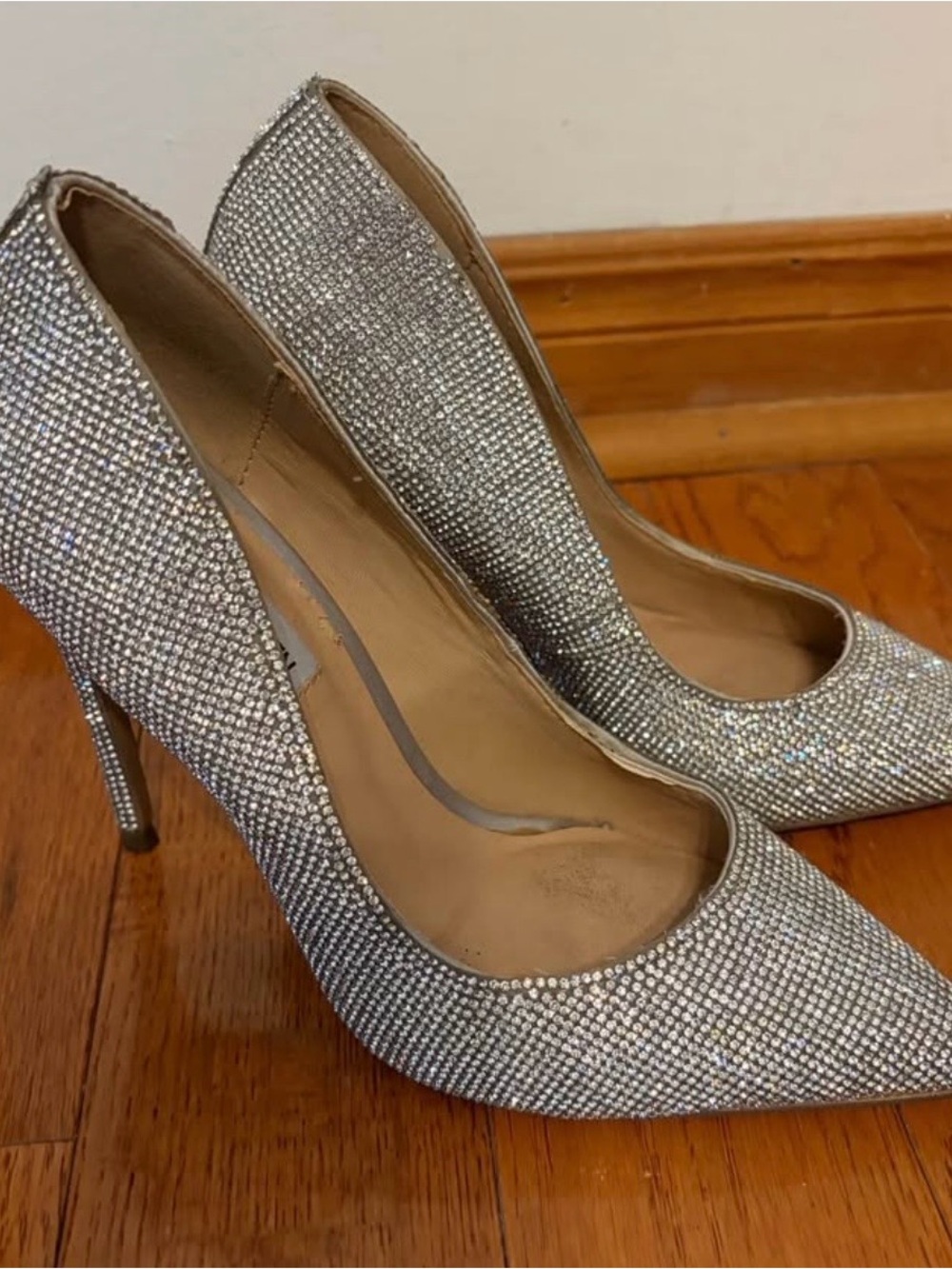 Steve Madden Silver Crystal Stiletto Pumps